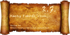 Kmety Fabrícius névjegykártya